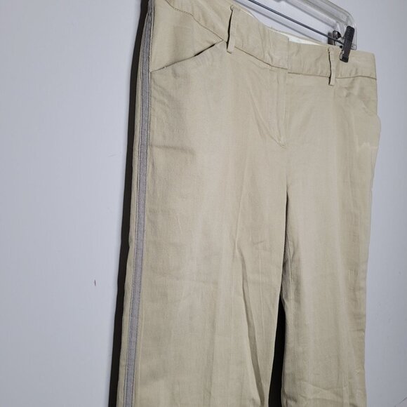 theory light weight stretchy tan Khaki flare pants womens size 6 - Picture 2 of 9